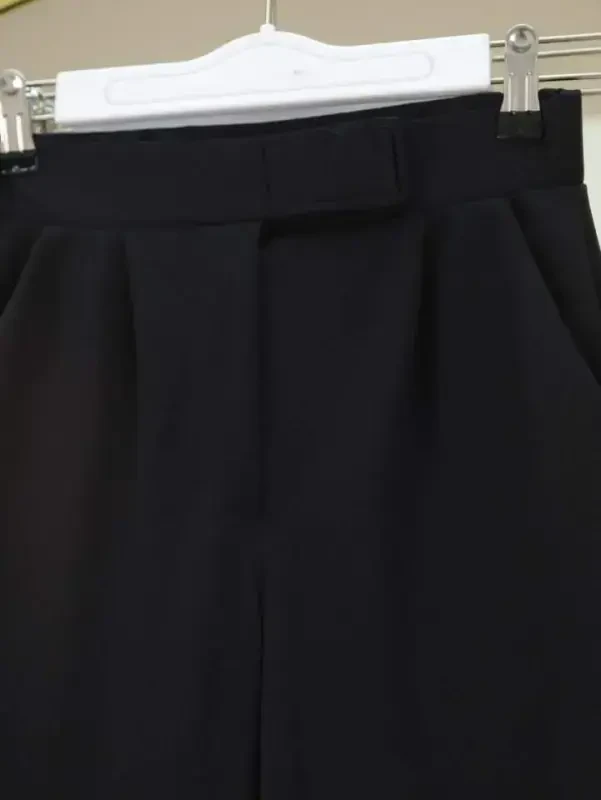 Velcro Zippered Palazzo Pants - Black - 4