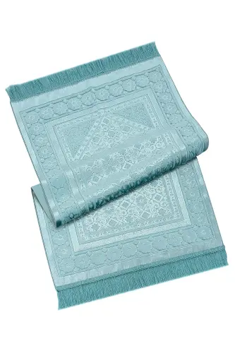 Велюровый молитвенный коврик Inci Velvet Pearl - Бирюзовый-Бирюзовый - 3