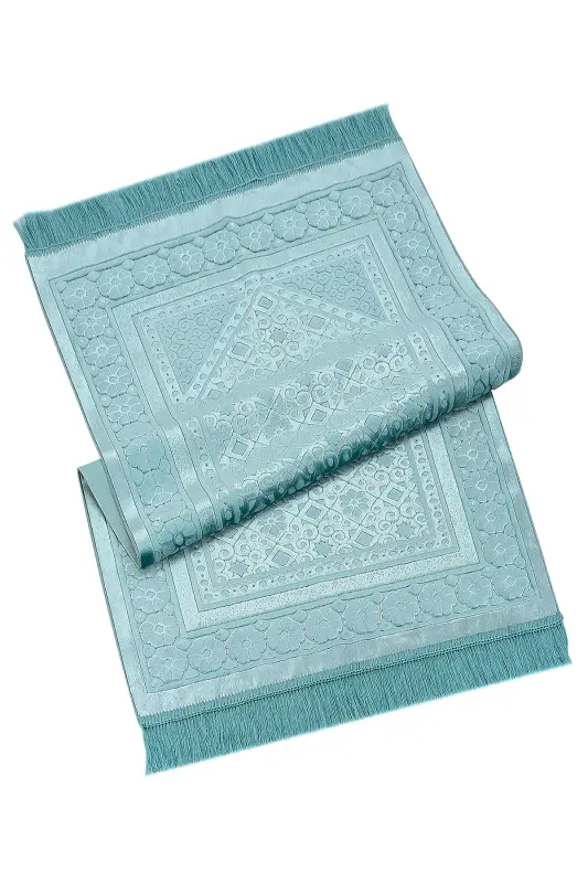 Велюровый молитвенный коврик Inci Velvet Pearl - Бирюзовый-Бирюзовый - 3
