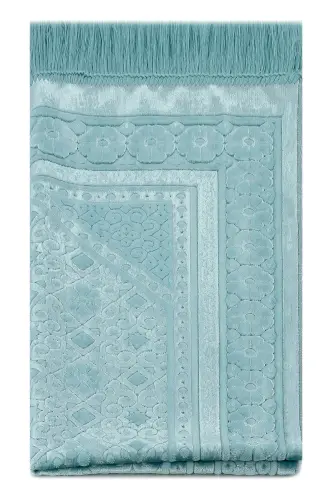 Велюровый молитвенный коврик Inci Velvet Pearl - Бирюзовый-Бирюзовый - 5