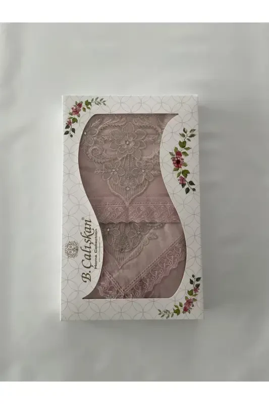 Велюровый Набор Для Молитвы 4 Предмета Приданое Велюровый Молитвенный Гарнитур из 4 Частей - Пудра - 2