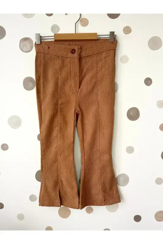 VELLINGTON QIZ BOLALAR YIRTQICHLI ISPANYOL PACHA QAHVA KO'PIGI VA TABA RANG KADIFE PANTALON - 1