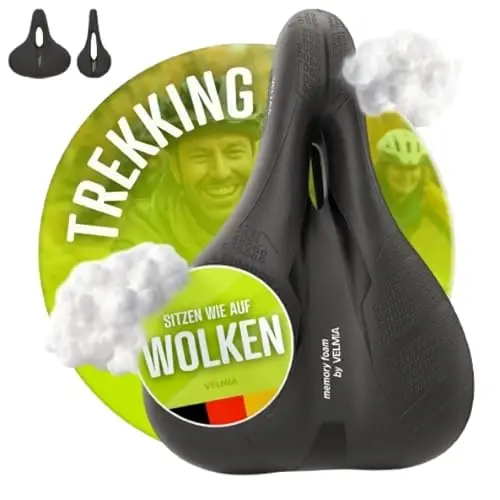 VELMIA Bicycle Saddle - Comfortable Saddle for Men and Women - 3 Zone Concept - Waterproof Bicycle Seat with Ergonomic Design - 5