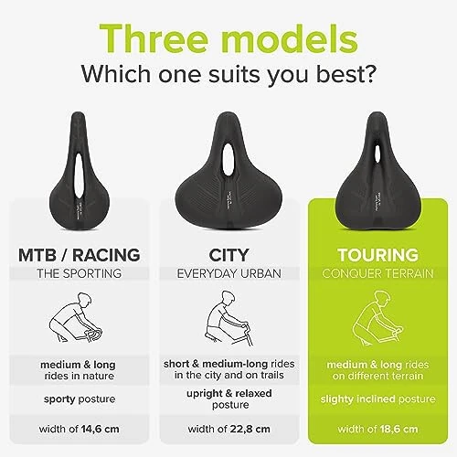 VELMIA Bicycle Saddle - Comfortable Saddle for Men and Women - 3 Zone Concept - Waterproof Bicycle Seat with Ergonomic Design - 5