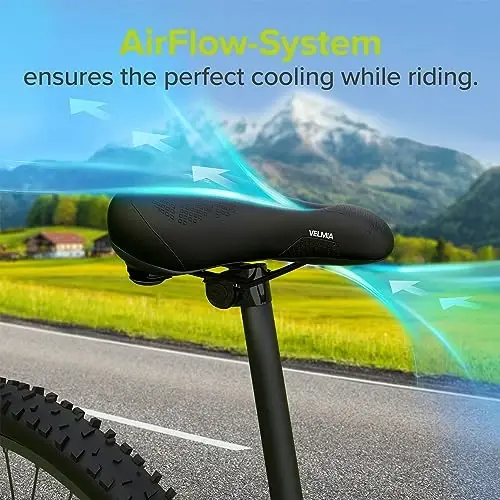 VELMIA Bicycle Saddle - Comfortable Saddle for Men and Women - 3 Zone Concept - Waterproof Bicycle Seat with Ergonomic Design - 3
