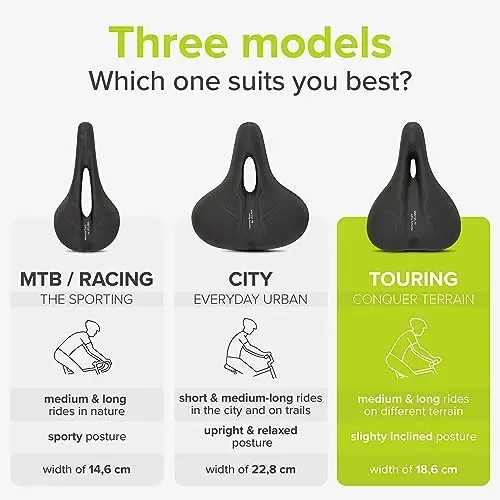 VELMIA Bicycle Saddle - Comfortable Saddle for Men and Women - 3 Zone Concept - Waterproof Bicycle Seat with Ergonomic Design - 4