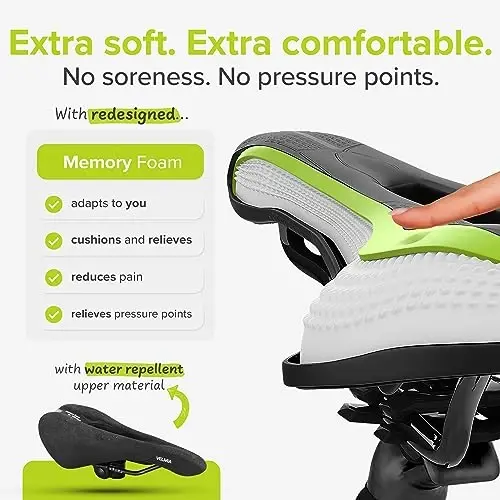 VELMIA Bicycle Saddle - Comfortable Saddle for Men and Women - 3 Zone Concept - Waterproof Bicycle Seat with Ergonomic Design - 2