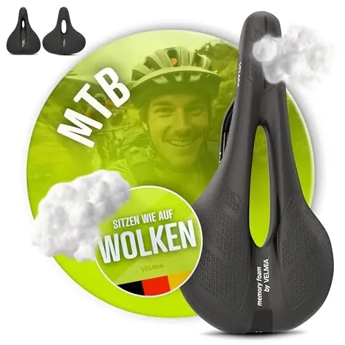 VELMIA Bicycle Saddle - Comfortable Saddle for Men and Women - 3 Zone Concept - Waterproof Bicycle Seat with Ergonomic Design 