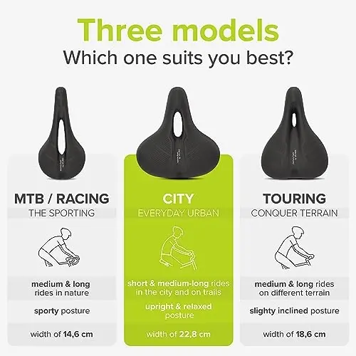 VELMIA Velosiped Egar - Erkaklar va Ayollar uchun Qulay Egar - 3 Zonalı Kontseptsiya - Ergonomik Dizaynli Suv o'tkazmaydigan Velosiped O'rindig'i - 5