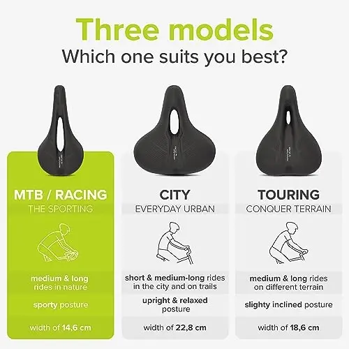 VELMIA Velosiped Egar - Erkaklar va Ayollar uchun Qulay Egar - 3 Zonalik Kontseptsiya - Ergonomik Dizaynli Suv o'tkazmaydigan Velosiped O'rindig'i - 4