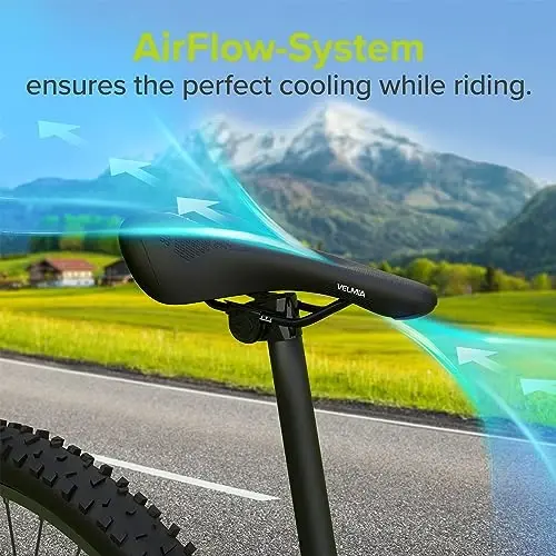 VELMIA Velosiped Egar - Erkaklar va Ayollar uchun Qulay Egar - 3 Zonalik Kontseptsiya - Ergonomik Dizaynli Suv o'tkazmaydigan Velosiped O'rindig'i - 3