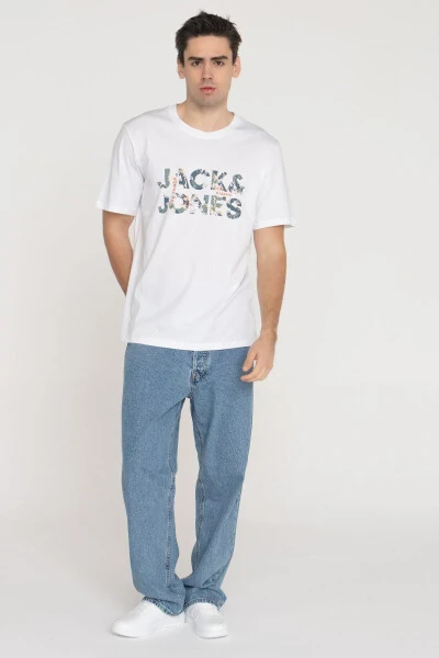 Velo yoqasi logoli bosilgan futbolka - JACK & JONES (1)