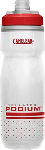 Велобутылка CamelBak Podium Chill с изоляцией - Бутылка с легким сжатием - Подходит для большинства велокреплений - 21 унция, огненно-красный/белый - 1