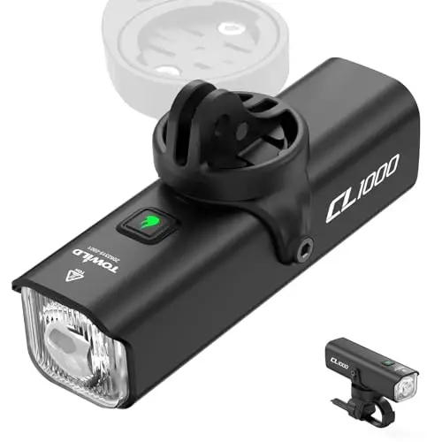 Велофары TOWILD для ночной езды, совместимые с креплением Garmin/GoPro, велосипедный фары, перезаряжаемый аккумулятор, водонепроницаемый передний велосипедный фонарь для велосипедистов, которые ездят на работу - подходит для всех велосипедов - 6