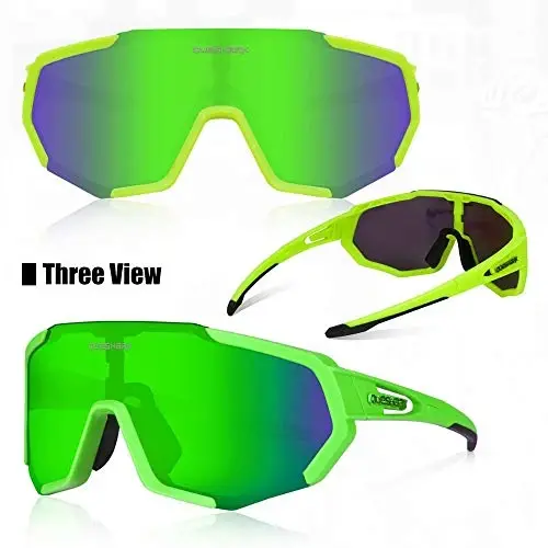 Велоочки Queshark, спортивные солнцезащитные очки для мужчин и женщин, 1 поляризованная линза 2 HD линзы, поляризованные солнцезащитные очки для велоспорта и бега - 3