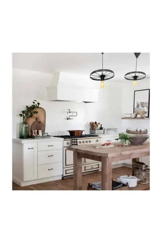 Велосипед Колесо Подвесной Светильник Двойной Кованый Бар Отель Ресторан Металл Ретро Потолочный Светильник-Черный - 5