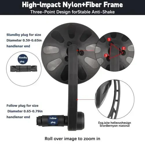 Velosiped oynasi Rulning uchiga o'rnatiladi, aylanadigan va sozlanadigan ebike oynasi Keng burchakli velosiped xavfsiz tiniq E-Bike oynasi Bir oz konveks Zarba o'tkazmaydigan velosiped orqa ko'rinish oynalari - 4