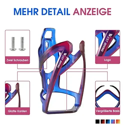 Velosiped suv idishi qafasi, bardoshli ultra yengil plastik suv ichimlik ushlagichi, velosiped uchun engil vaznli PC suv idishi ushlagichi, MTB, yo'l velosipedlari, tog' velosipedlari uchun velosiped idish ushlagichi qafaslari - 4