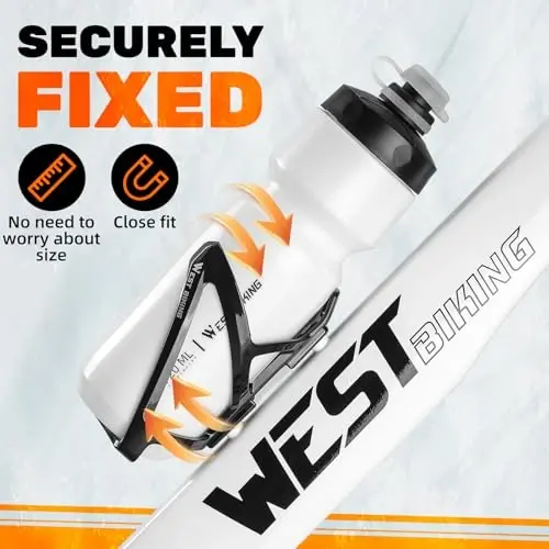 Velosiped suv idishi qafasi, idish bilan, bardoshli o'ta yengil plastik suv ichimliklari ushlagichi, velosiped uchun engil vaznli PC suv idishi ushlagichi, MTB uchun velosiped idishi ushlagich qafaslari, yo'l velosipedi (oq) - 2