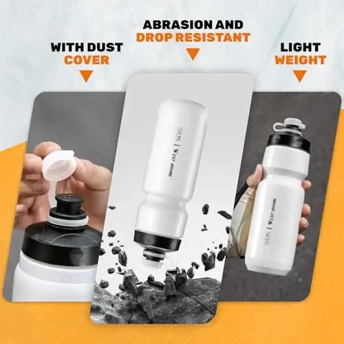 Velosiped suv idishi qafasi, idish bilan, bardoshli o'ta yengil plastik suv ichimliklari ushlagichi, velosiped uchun engil vaznli PC suv idishi ushlagichi, MTB uchun velosiped idishi ushlagich qafaslari, yo'l velosipedi (oq) - 5