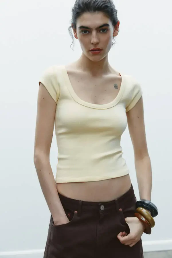 Velosiped yoqali futbolka - Sariyog' - 2