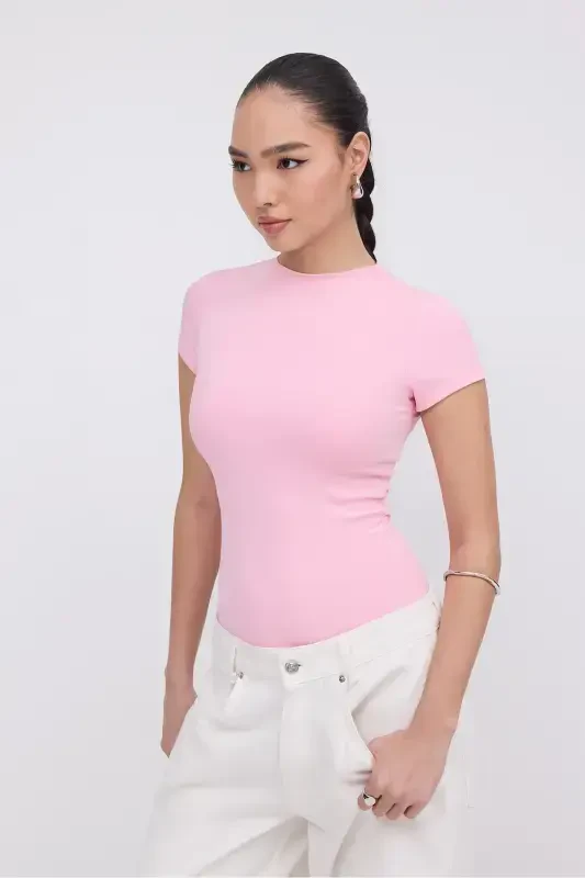 Velosiped yoqali qisqa yengli bodisuit Z24-0043-H8-Begonya - ADDAX