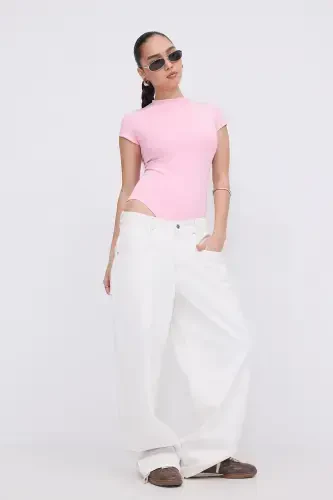 Velosiped yoqali qisqa yengli bodisuit Z24-0043-H8-Begonya - 6