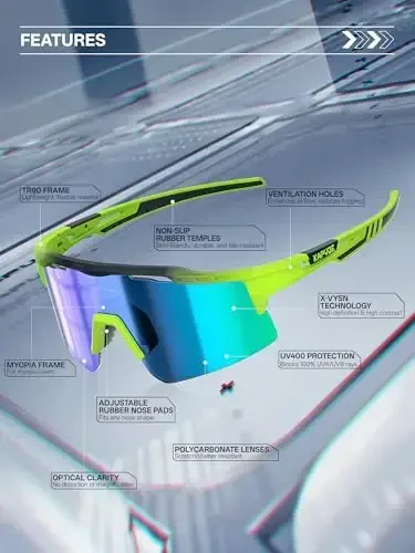 Велосипедные очки KAPVOE спортивные солнцезащитные очки для мужчин и женщин, поляризованные UV400 MTB велосипедные очки для горных велосипедов с 3 линзами - 3