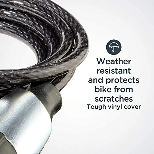 Велосипедный замок Schwinn с ключом, оплетенный стальным тросом, 2 ключа в комплекте, 6 футов x 8 мм антивандальный велосипедный замок, уровень безопасности 1 - 4