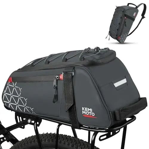 Велосумка KEMIMOTO для заднего багажника, велосипедный багажник, водонепроницаемая велосипедная сумка, сумка для седла для универсальных дорожных горных велосипедов, сумка объемом 8 л для покупок продуктов, велосипедного транспорта, серая - 2