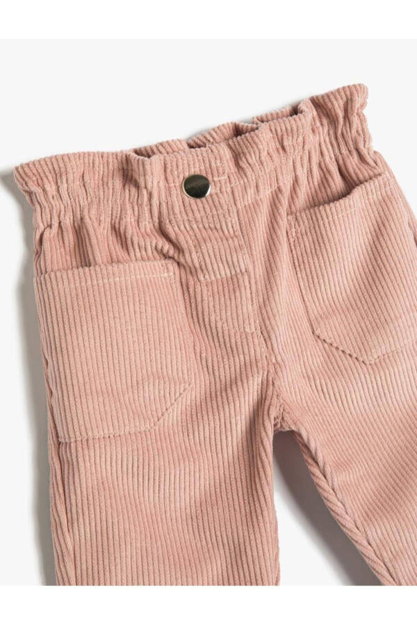 Velvet Corduroy Baby Girl Pants with Pockets and Drawstring Waist - 8