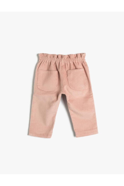 Velvet Corduroy Baby Girl Pants with Pockets and Drawstring Waist - 9