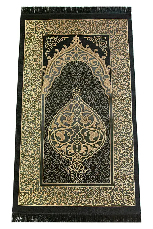 Velvet Covered Yasin-i Sharif Book Tasbeeh Sejadah Set Black - 5