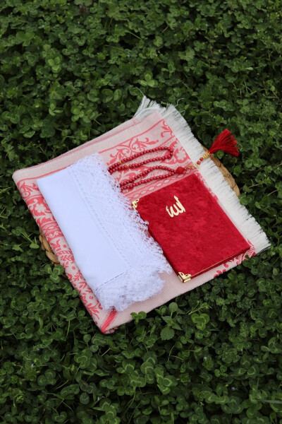 Velvet Covered Yasinli Mevlit Gift Set S1005 Red - 3