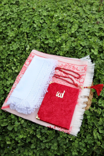 Velvet Covered Yasinli Mevlit Gift Set S1005 Red - 4