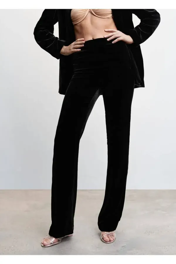 Velvet Fabric Trousers - 1