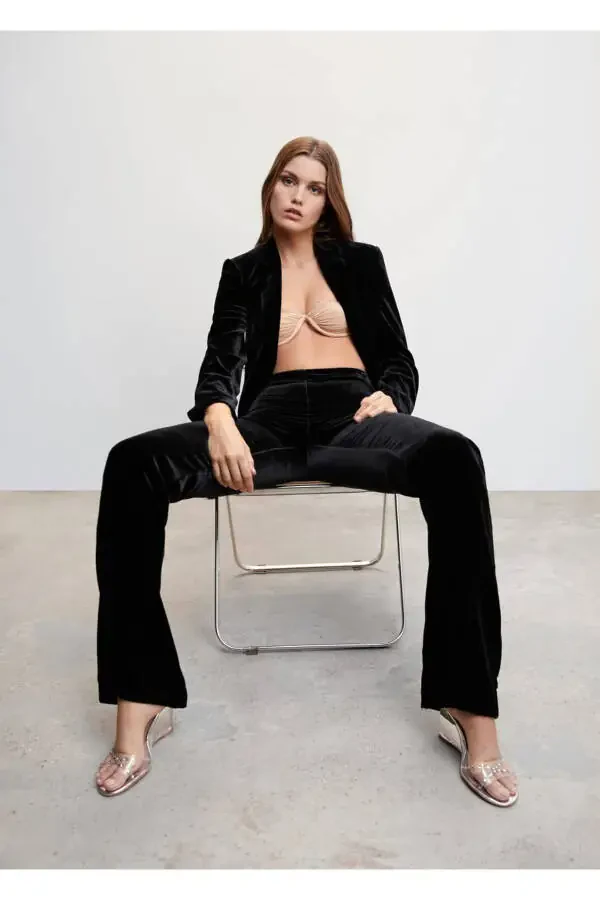 Velvet Fabric Trousers - 5