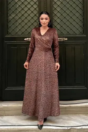 Velvet Leopard Print Dress - LEOPARD - 1