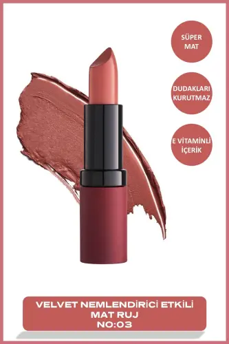 Velvet Matte Lipstick 03 Velvet Mat Lab boʻyogʻi 4,2 g-R 