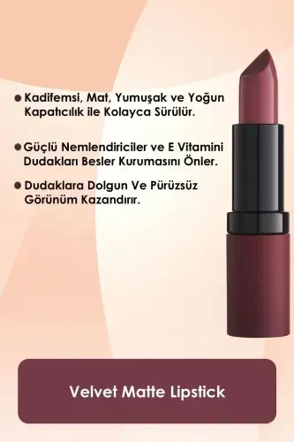 Velvet Matte Lipstick No: 02 Antique Rose - 3