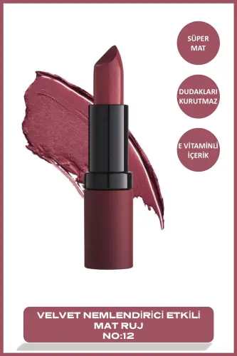 Velvet Matte Lipstick No: 12 Rose - GOLDEN ROSE (1)