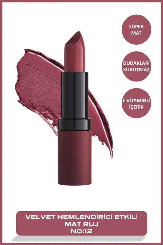 Velvet Matte Lipstick No: 12 Rose - 2