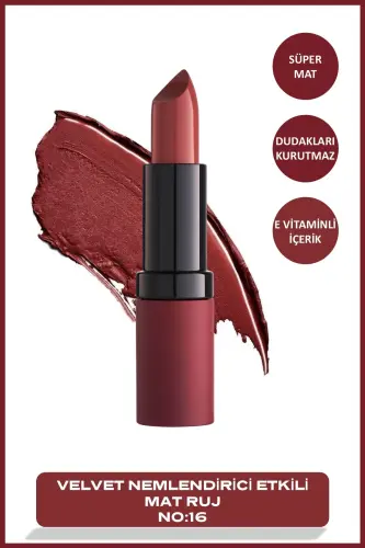 Velvet Matte Lipstick No: 16 Velvet Teddy - Mat Labda - 8691190466169 