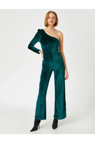 Velvet One Shoulder Jumpsuit - 3