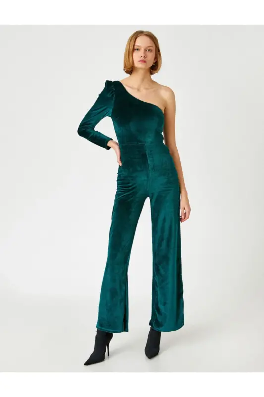 Velvet One Shoulder Jumpsuit - 3