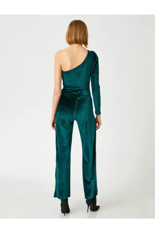 Velvet One Shoulder Jumpsuit - 4