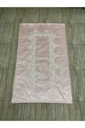 Velvet Prayer Rug - Dowry Gift Velvet Prayer Rug - Powder - ÇALIŞKAN ÇEYIZ EVI (1)