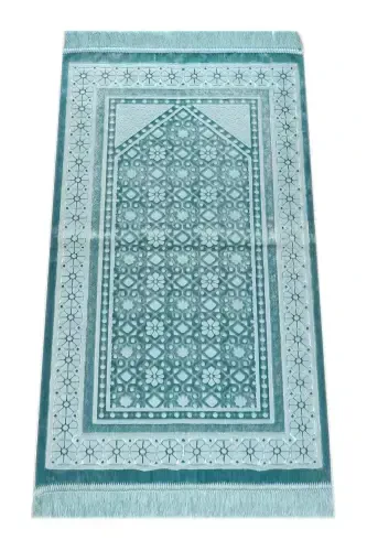 Velvet Prayer Rug Pearl - Turquoise-Turquoise - 2