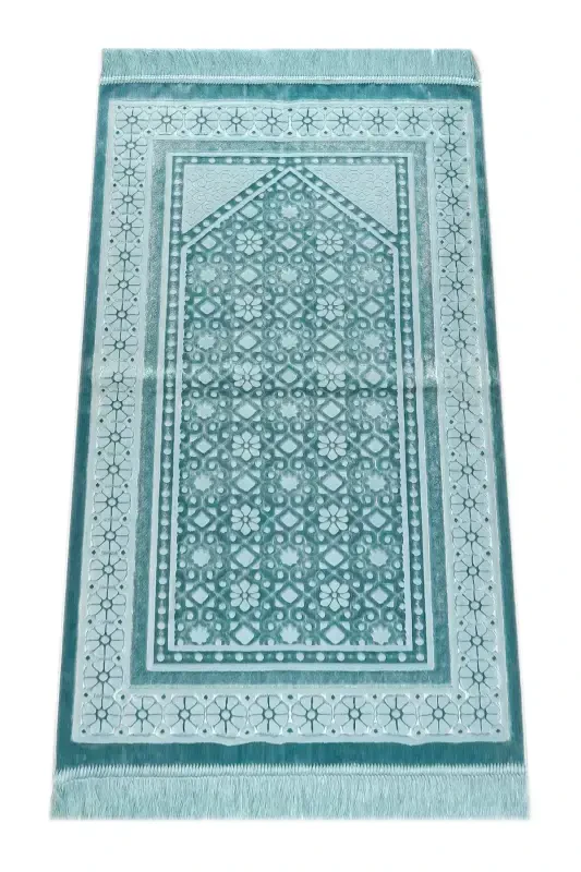Velvet Prayer Rug Pearl - Turquoise-Turquoise - 2