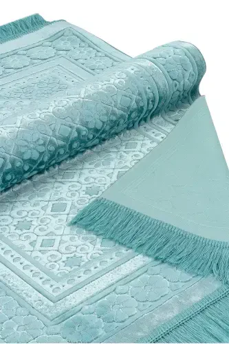 Velvet Prayer Rug Pearl - Turquoise-Turquoise - 4